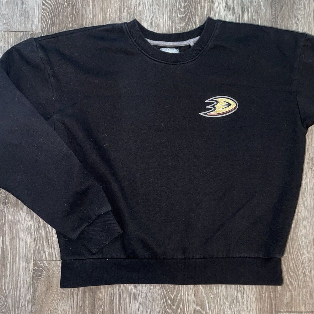 Antigua Anaheim Ducks NHL Hockey Black Crewneck Sweatshirt Size L Womens